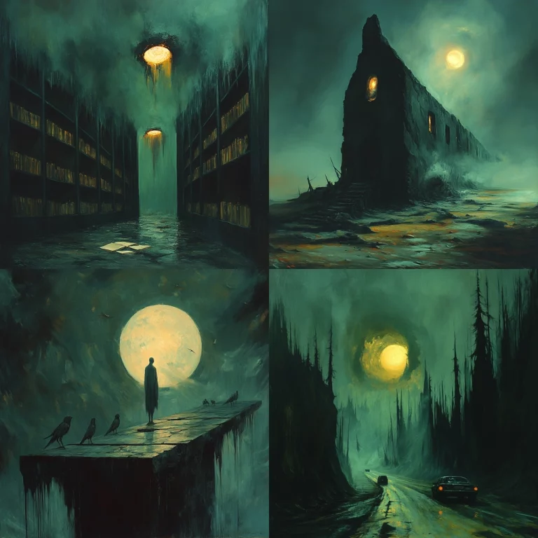 Moody Greens with Dim Lighting - Midjourney style sref code