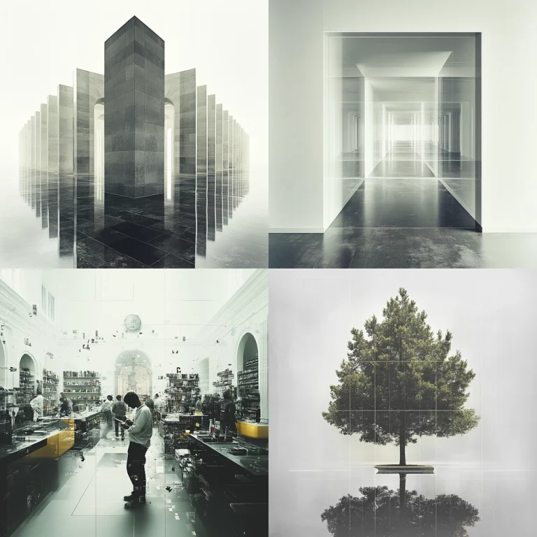 Monochrome Geometric Reflection - Midjourney style sref code