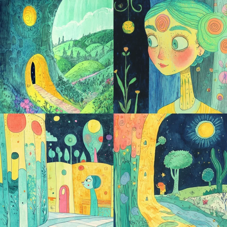 Vibrant Surreal Landscape Illustrations - Midjourney style sref code