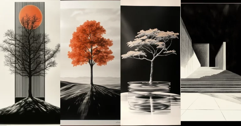 Monochrome Contrast with Orange Accent - Midjourney style sref code