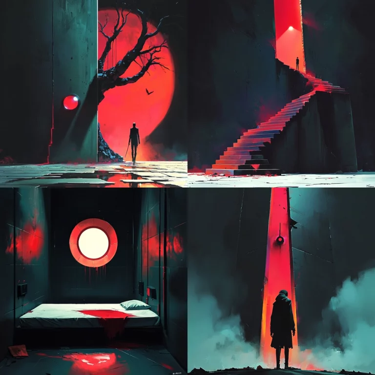 Red Shadows in Dim Structures - Midjourney style sref code