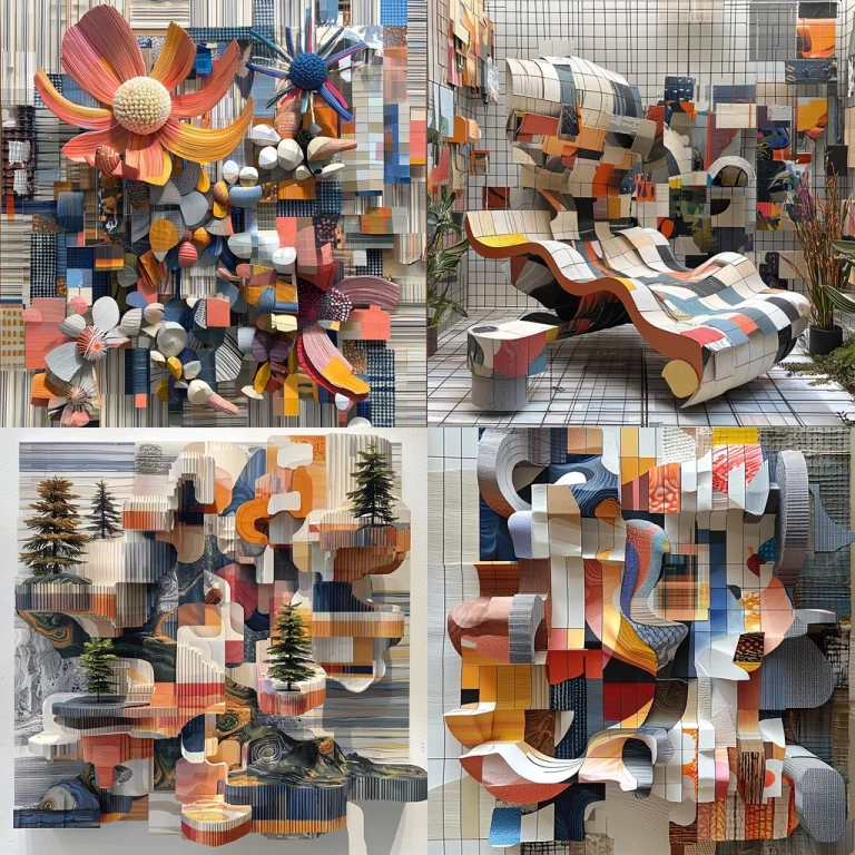 Colorful Geometric Composition with Texture - Midjourney style sref code