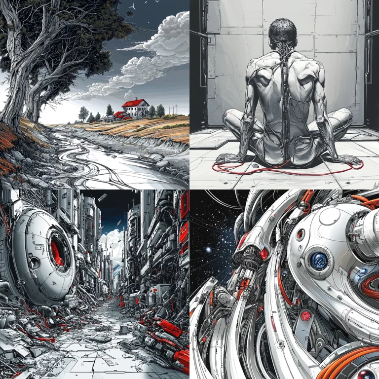 High Contrast Tech Illustration - Midjourney style sref code