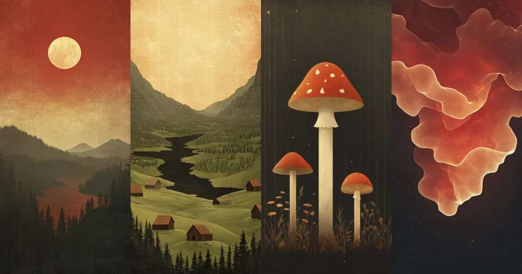 Muted Earth Tone Dreamscape - Midjourney style sref code