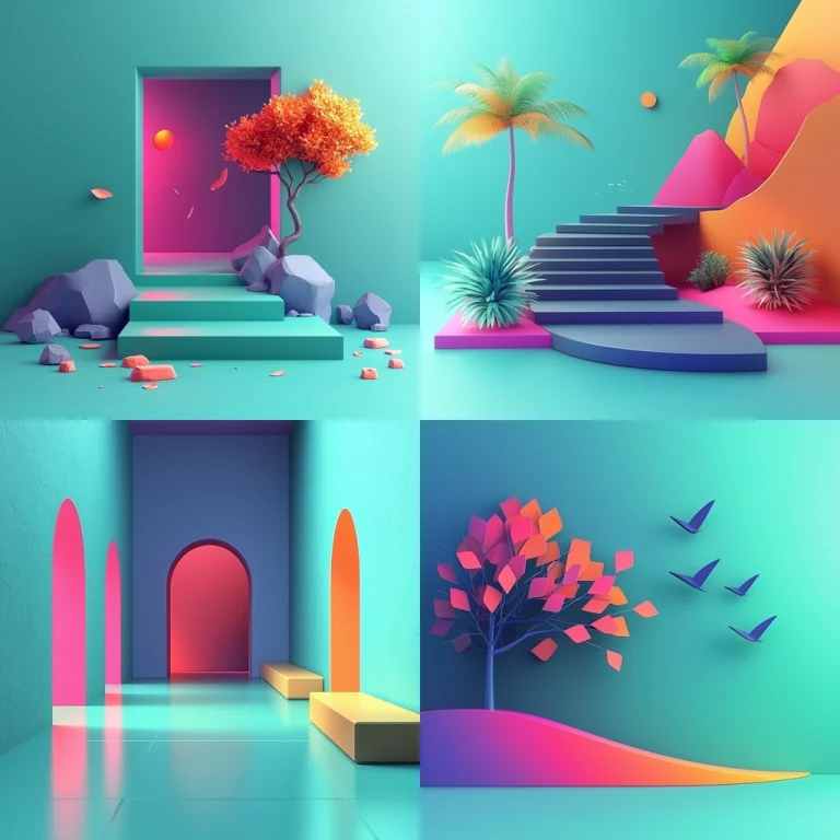 Neon Gradient Dreamscape - Midjourney style sref code