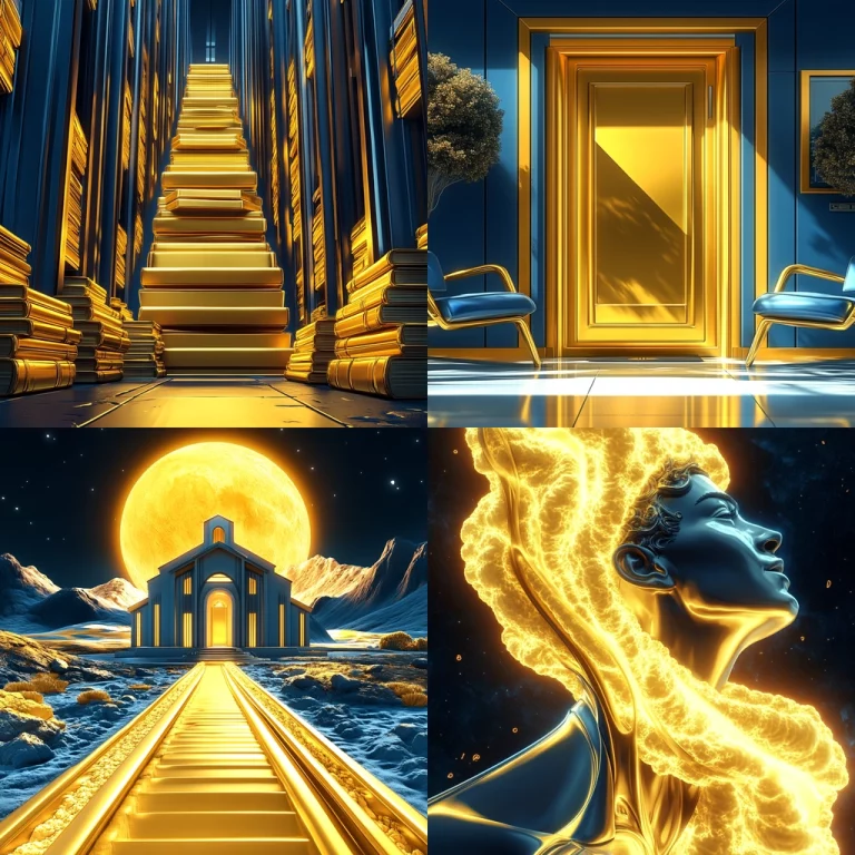 Luminous Gold and Deep Blue - Midjourney style sref code