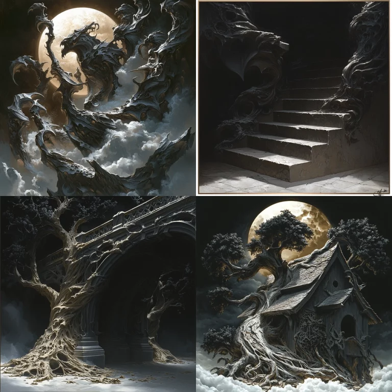 Luminous Twisting Shadows - Midjourney style sref code