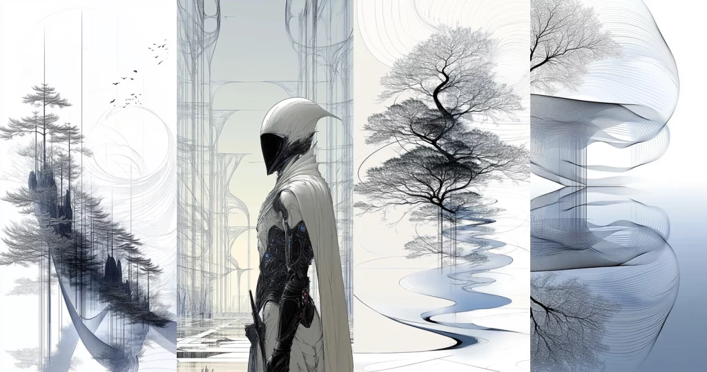 Elegant Gradient Silhouettes - Midjourney style sref code