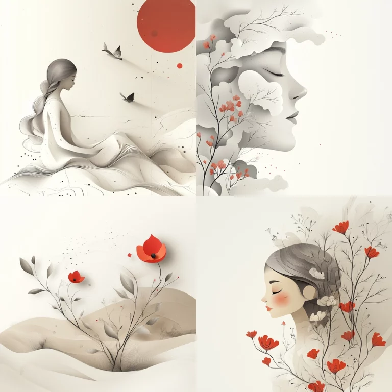 Minimalist Ink and Red Accent - Midjourney style sref code