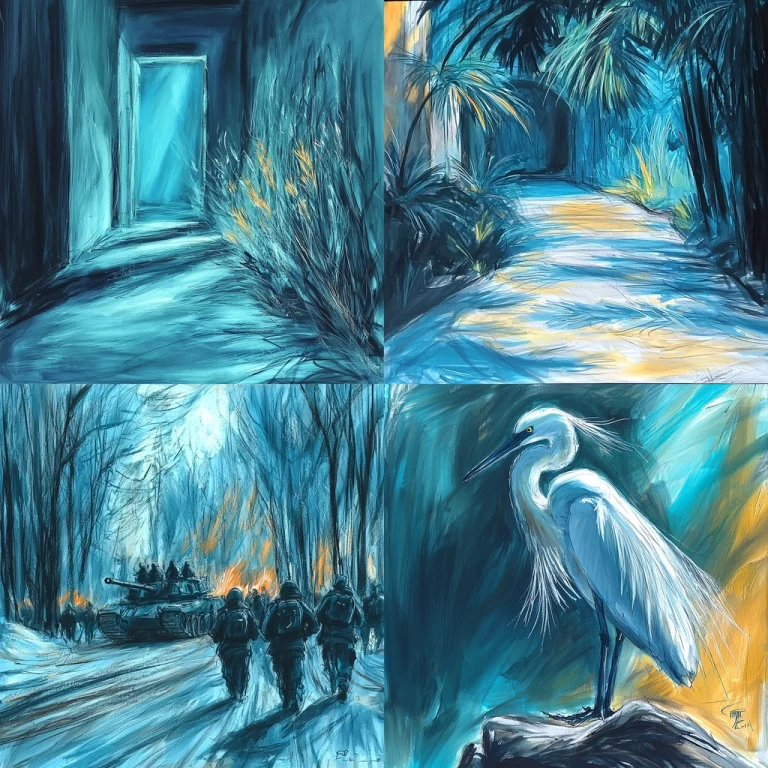 Cool Tones with Dynamic Brushstrokes - Midjourney style sref code