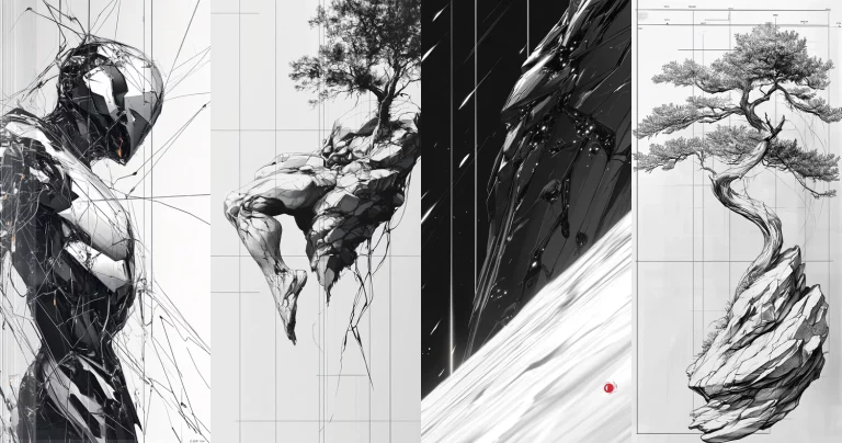 Monochrome Shattered Texture - Midjourney style sref code