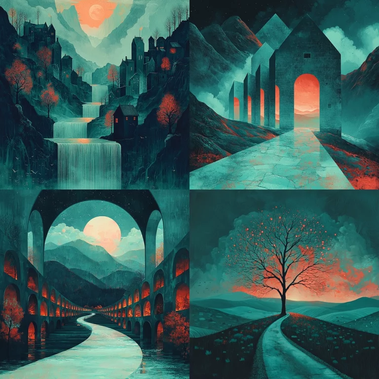 Cyan and Wine Dreamscape - Midjourney style sref code