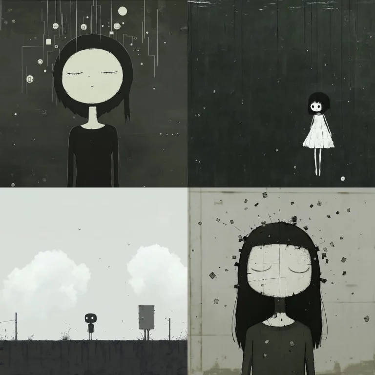 Monochrome Minimalist Figures - Midjourney style sref code