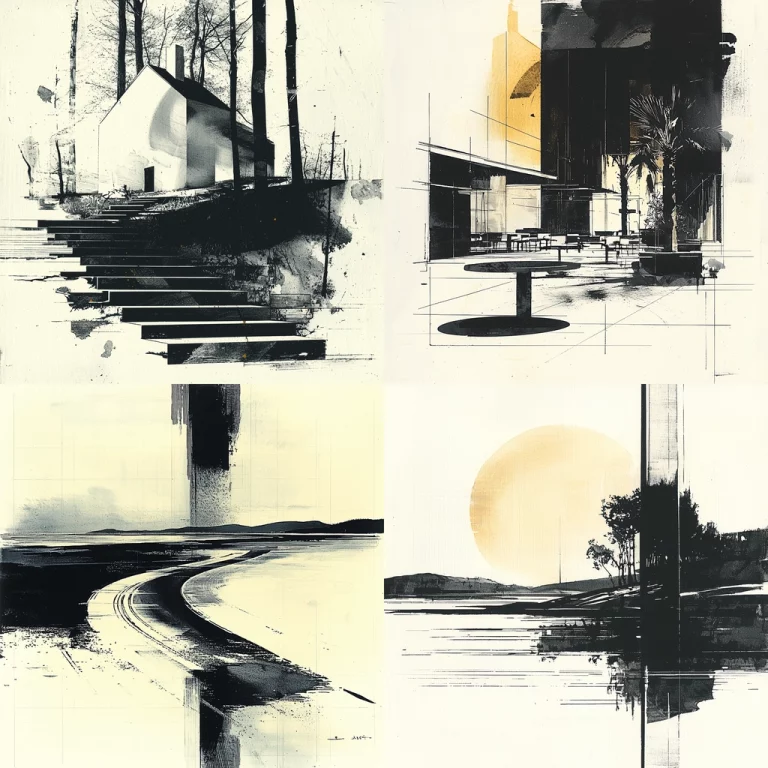 Monochrome Noir with Linear Balance - Midjourney style sref code