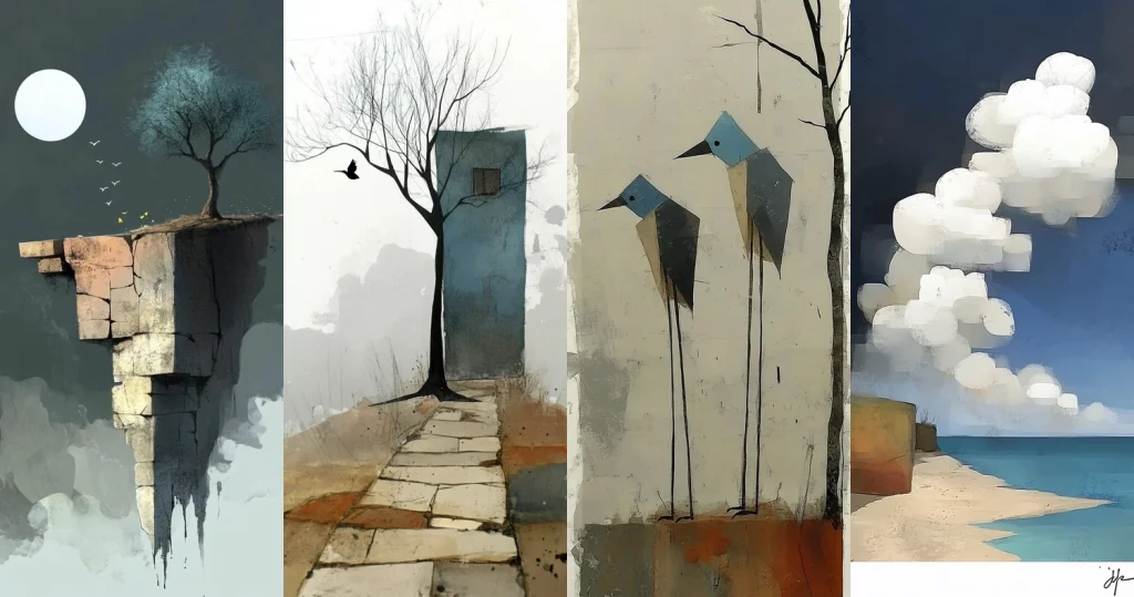 Minimalist Earth Tone Contrast - Midjourney style sref code