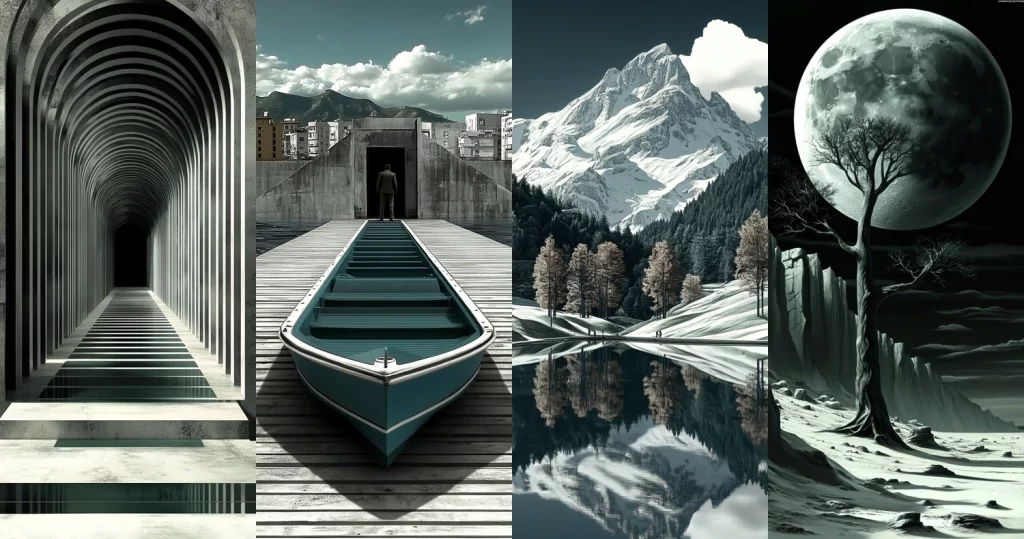 Monochrome Landscapes with Refined Detail - Midjourney style sref code