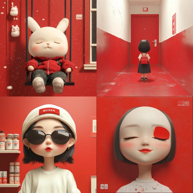 Vibrant Red Minimalism - Midjourney style sref code