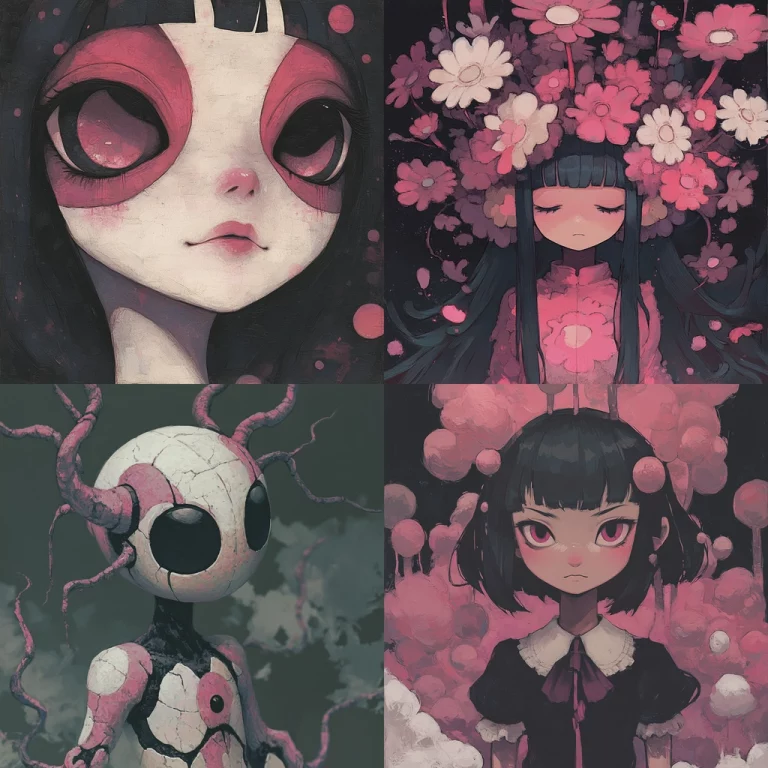 Floral Gothic with Pink Accents - Midjourney style sref code