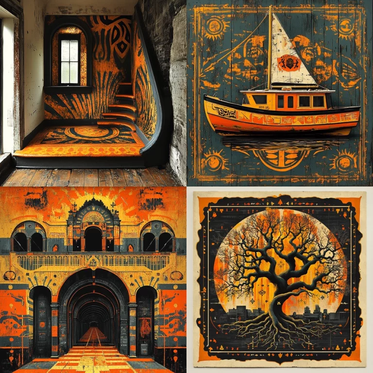 High Contrast Textured Op-Art - Midjourney style sref code