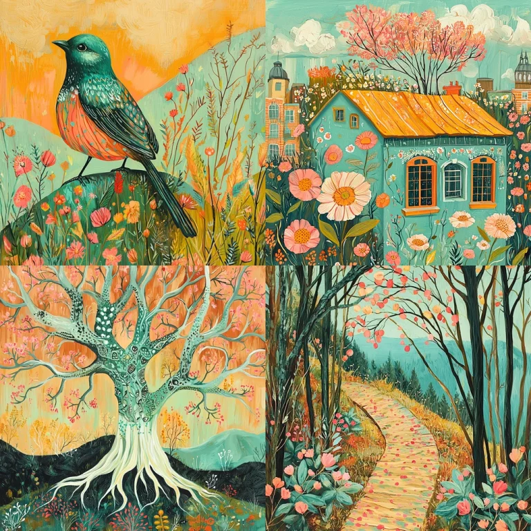 Vibrant Nature Illustration - Midjourney style sref code