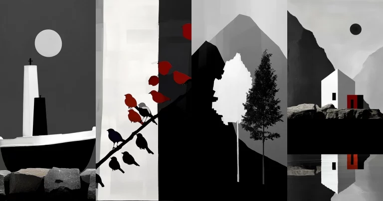 Minimalist Monochrome with Red - Midjourney style sref code