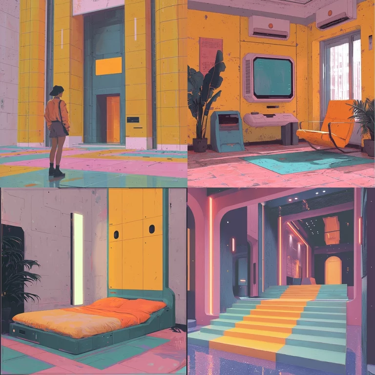 Vivid Neon Architecture - Midjourney style sref code