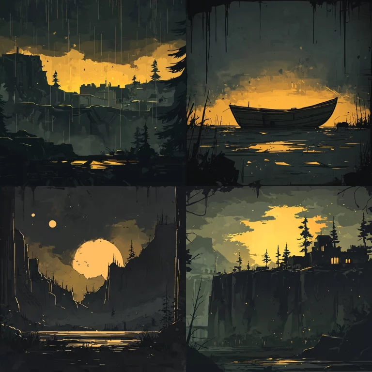 Dark Silhouette Yellow Glow - Midjourney style sref code