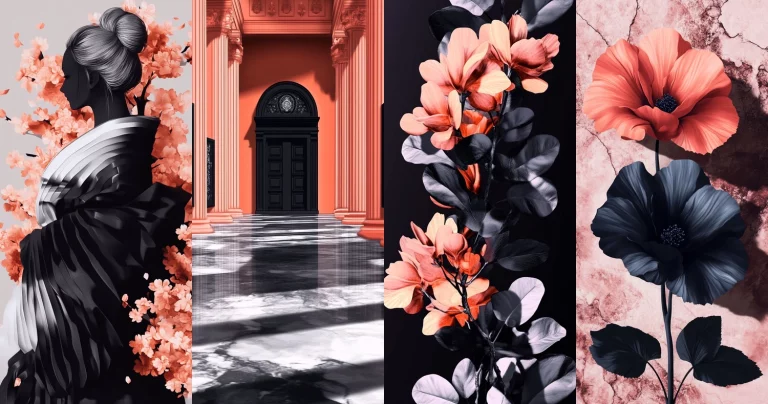 Monochrome with Coral Highlights - Midjourney style sref code