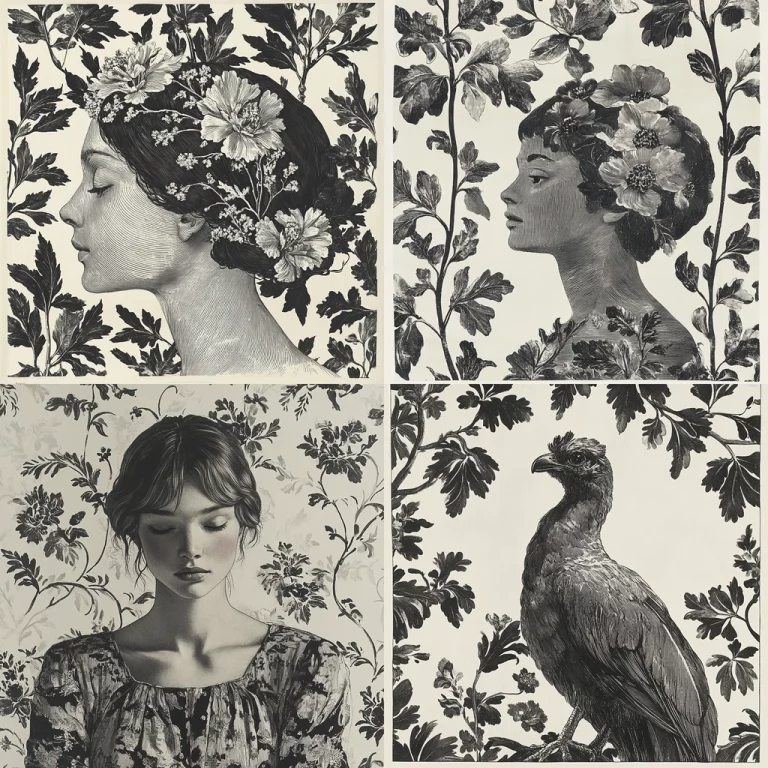 Monochrome Floral Elegance - Midjourney style sref code