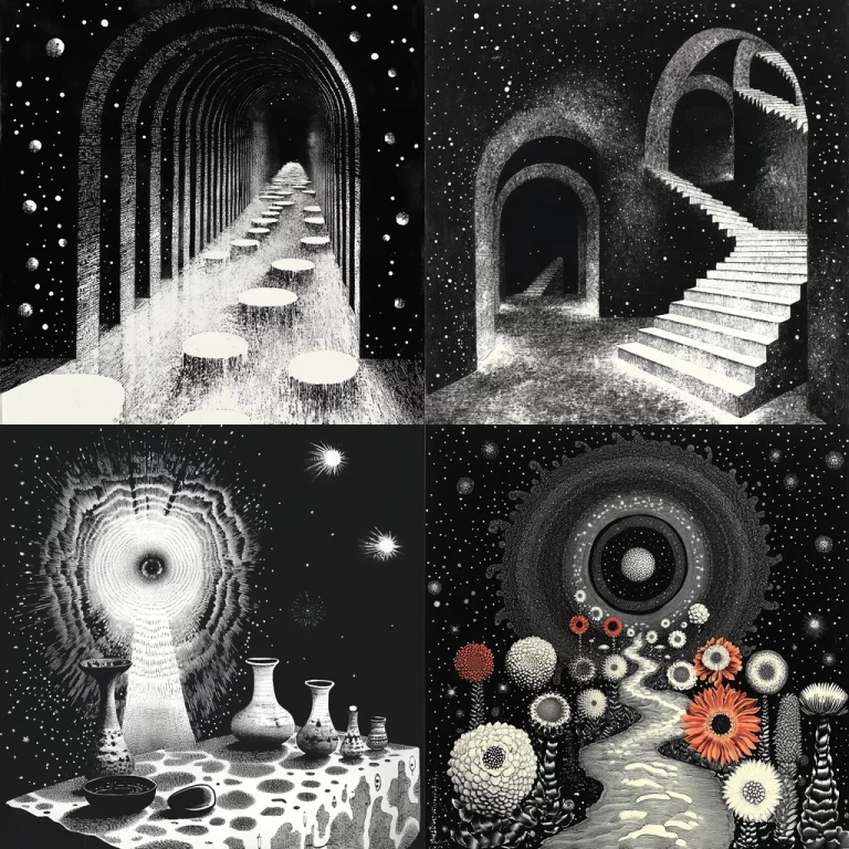 Monochrome Illusion Imagery - Midjourney style sref code