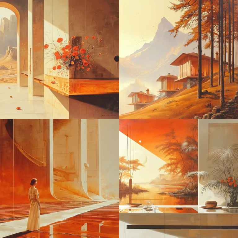 Warm Ochre Sunlit Minimalism - Midjourney style sref code