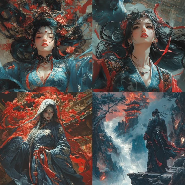 Vibrant Eastern Fantasy Illustration - Midjourney style sref code