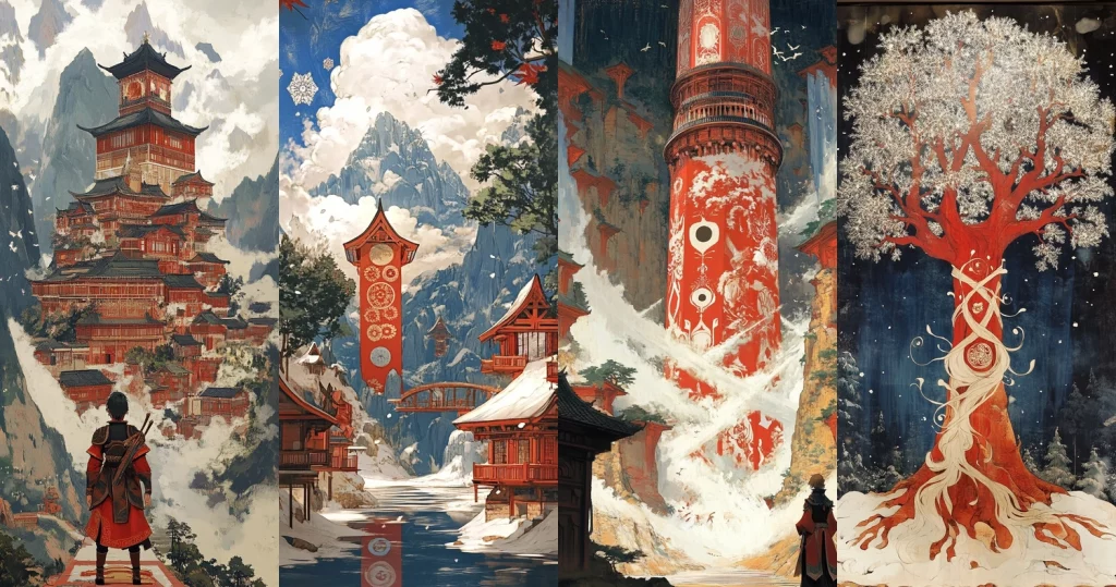 Textured Red and Blue Landscapes - Midjourney style sref code