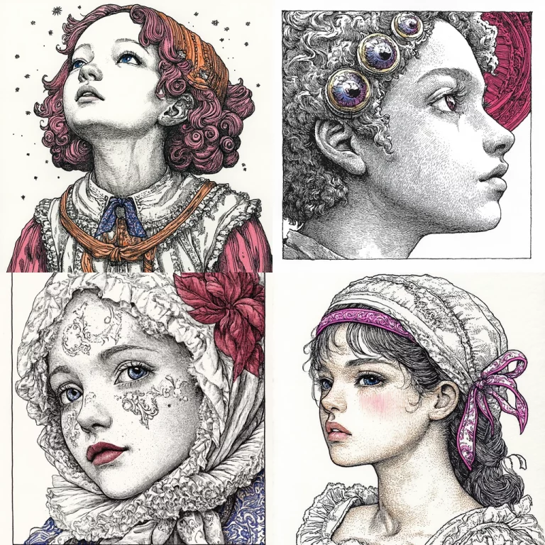 Intricate Ink with Pastel Highlights - Midjourney style sref code