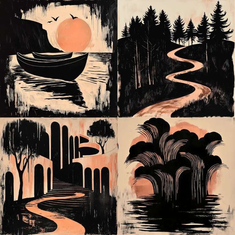 Black and Orange Silhouettes - Midjourney style sref code