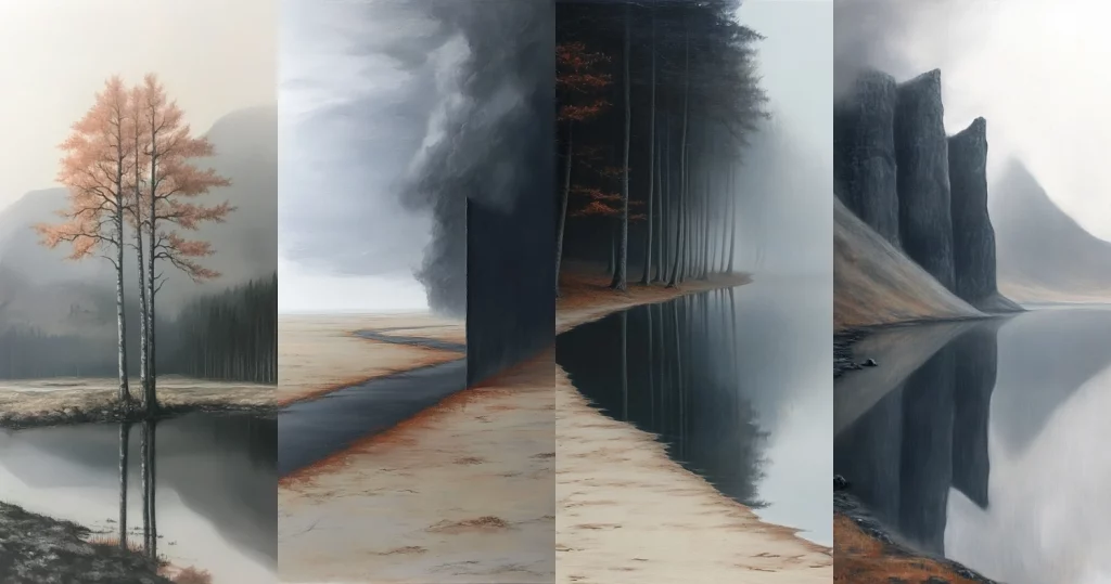 Sepia Landscapes with Reflection - Midjourney style sref code