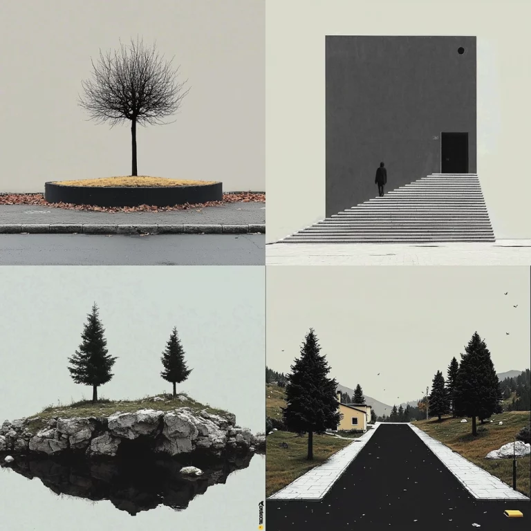 Minimalist Contrast Landscape - Midjourney style sref code