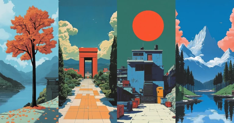 Vibrant Landscape Juxtaposition - Midjourney style sref code