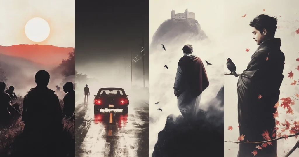 High Contrast Silhouette Scenes - Midjourney style sref code