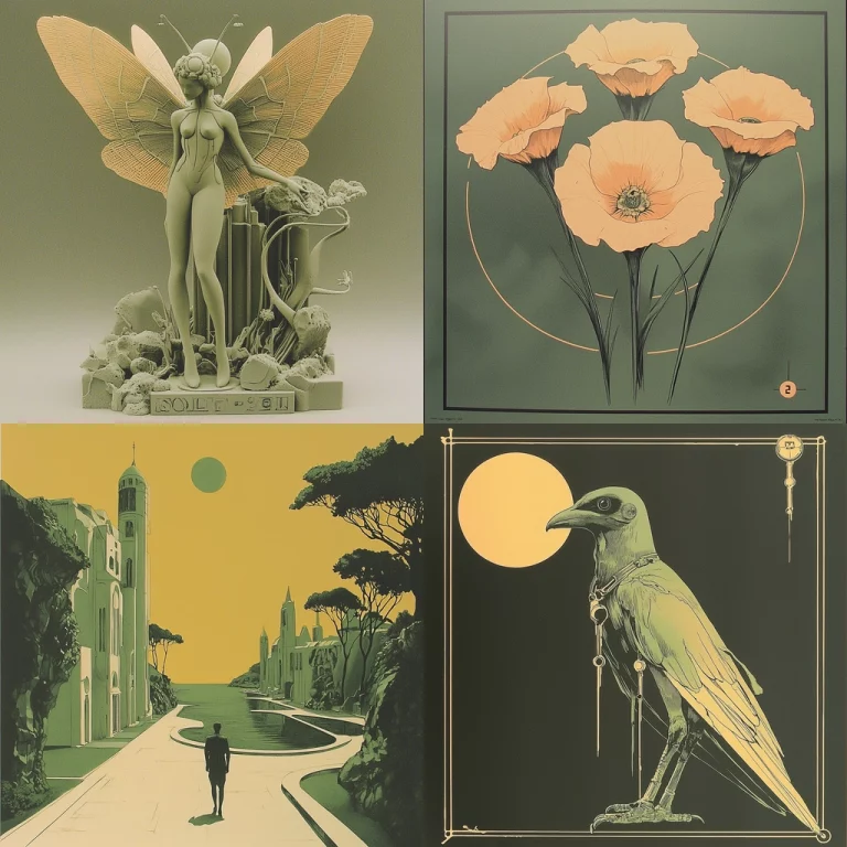 Muted Olive with Gold Accents - Midjourney style sref code