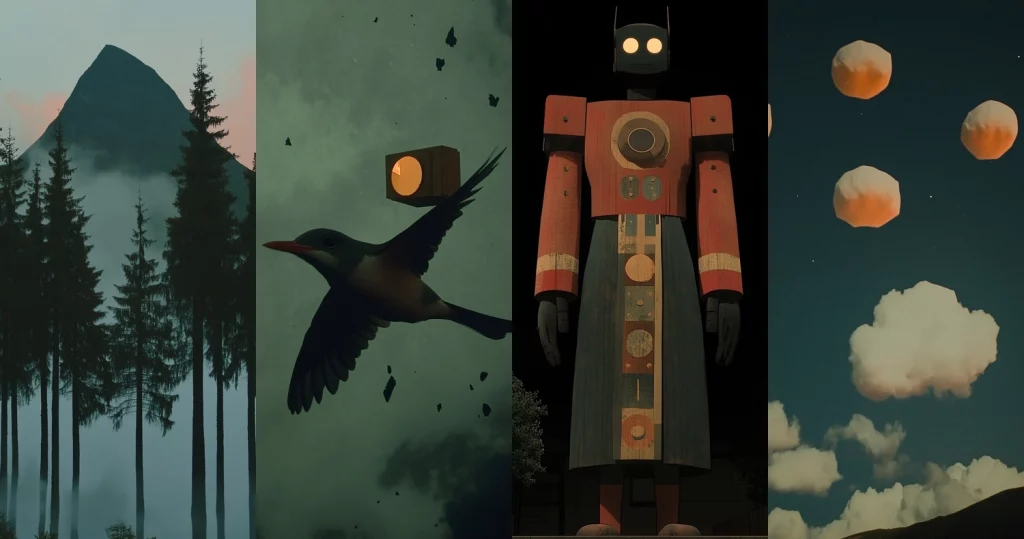 Muted Shadows and Geometric Glow - Midjourney style sref code