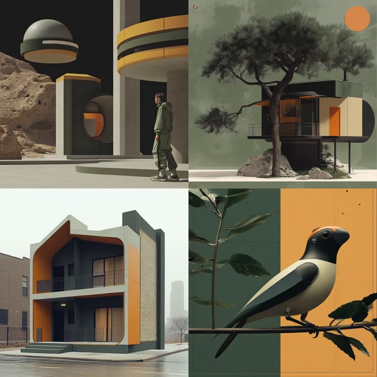 Geometric Modernism with Bold Colors - Midjourney style sref code