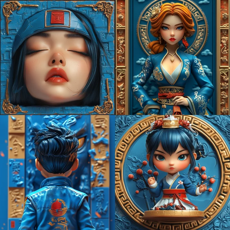 Blue and Gold Relief Contrast - Midjourney style sref code