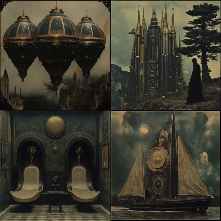 Gold-Black Steampunk Fantasy - Midjourney style sref code