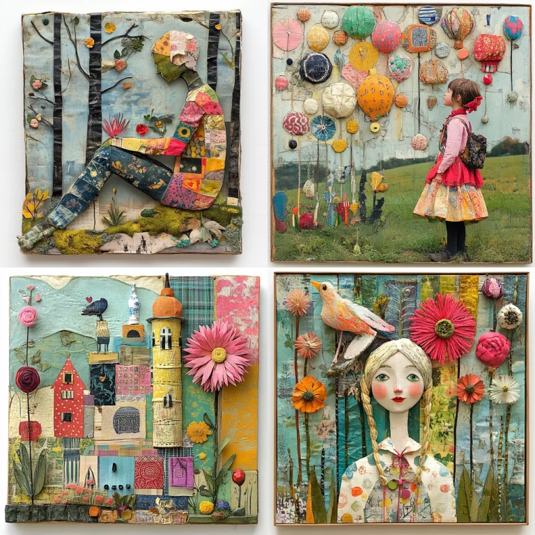 Vivid Textile Collage - Midjourney style sref code