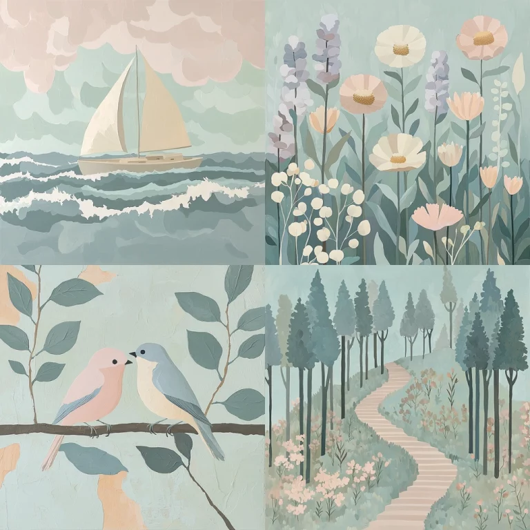 Muted Pastel Scene Tranquility - Midjourney style sref code