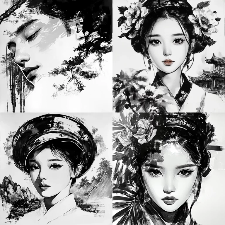 Monochrome Ink Flow - Midjourney style sref code