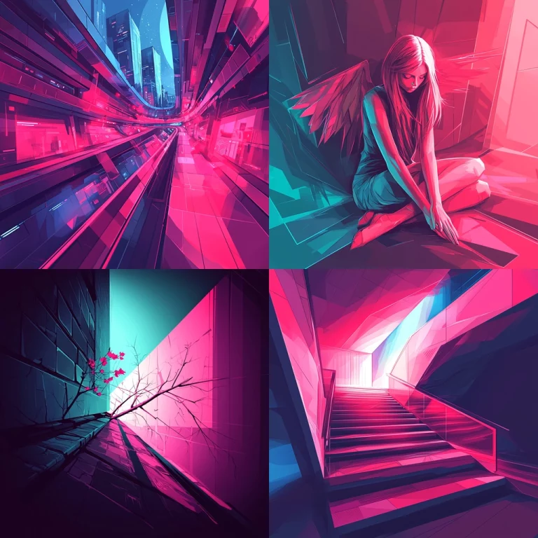 Neon Geometric Illumination - Midjourney style sref code