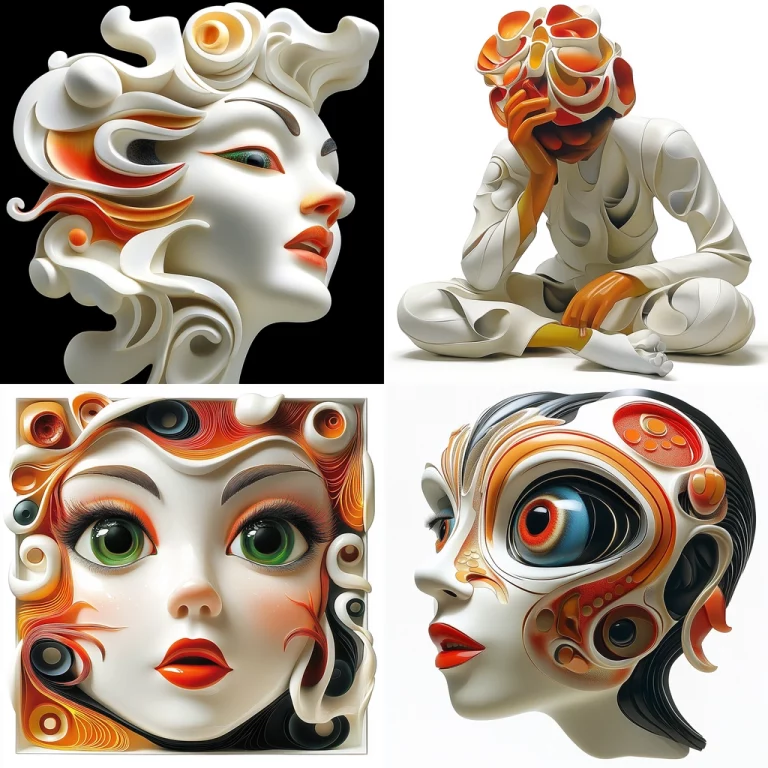 Curved Layered Fluidic Design - Midjourney style sref code