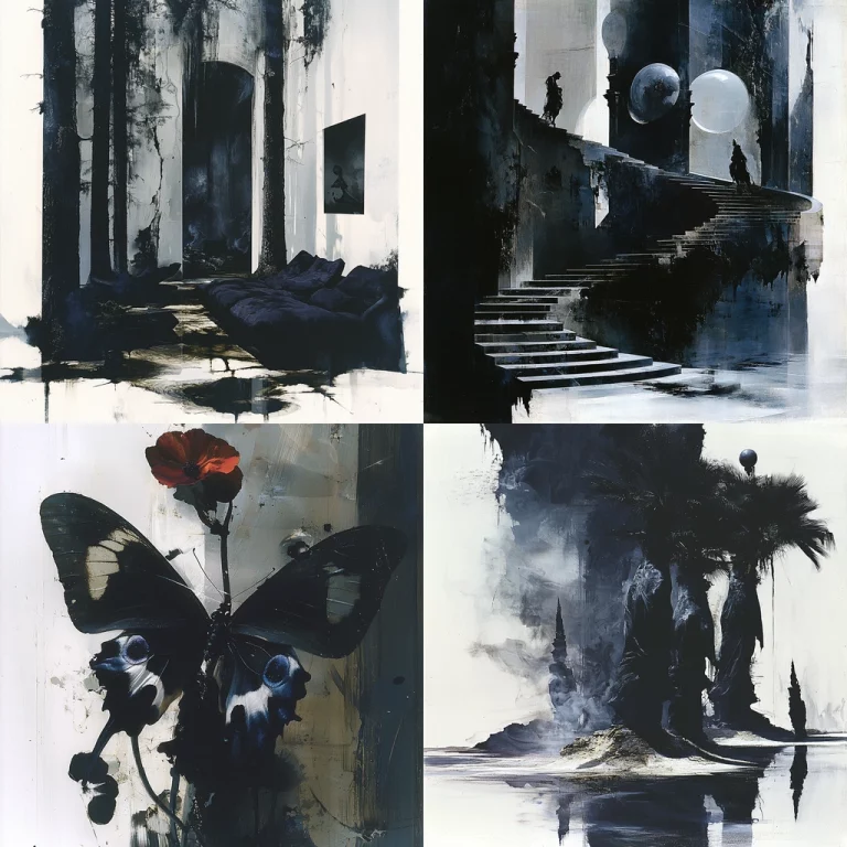 Monochrome Surreal Impression - Midjourney style sref code